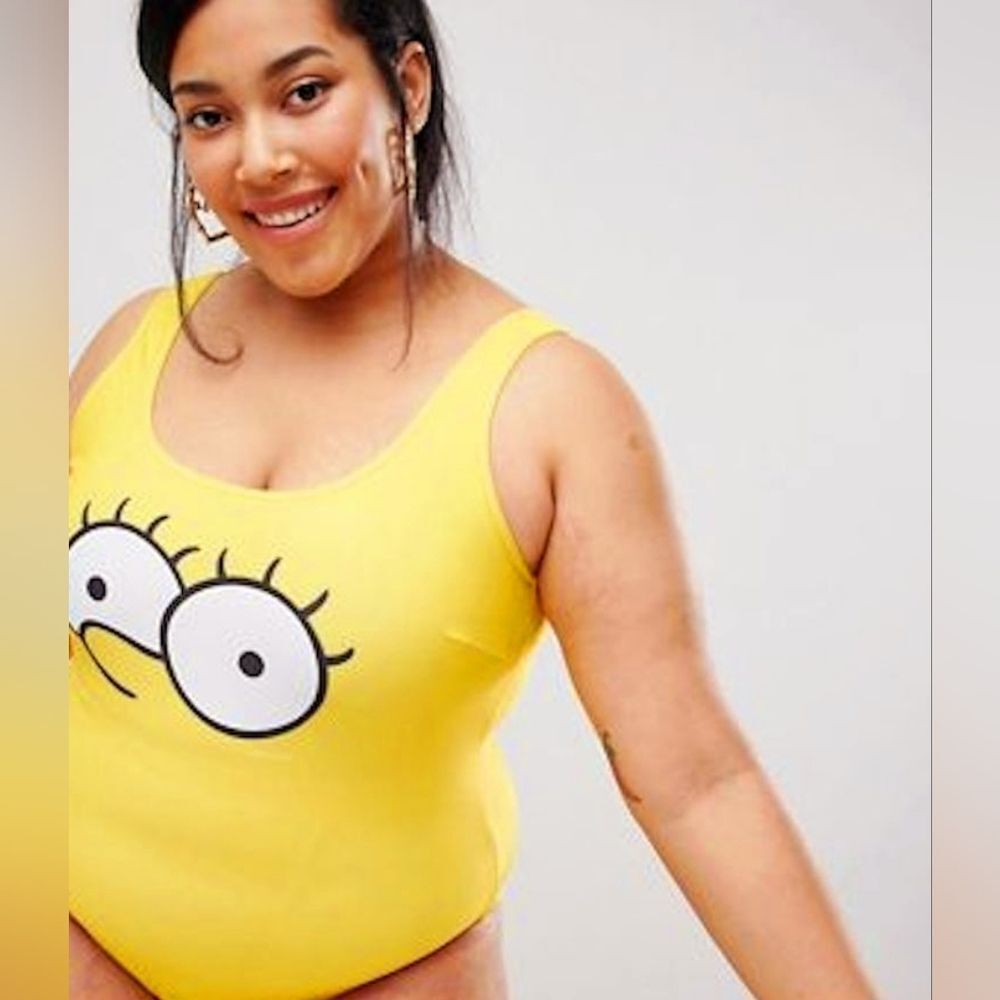 The Simpsons x ASOS Design Lisa Simpson One Piece Swimsuit Size 18 NWT